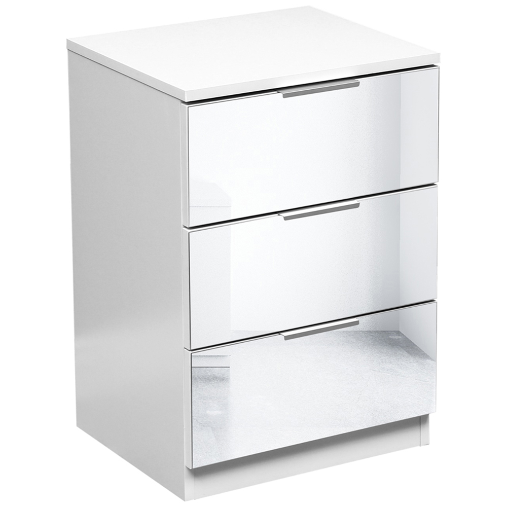 Portland 3 Drawer Mirror Wooden Bedside Table Image 2