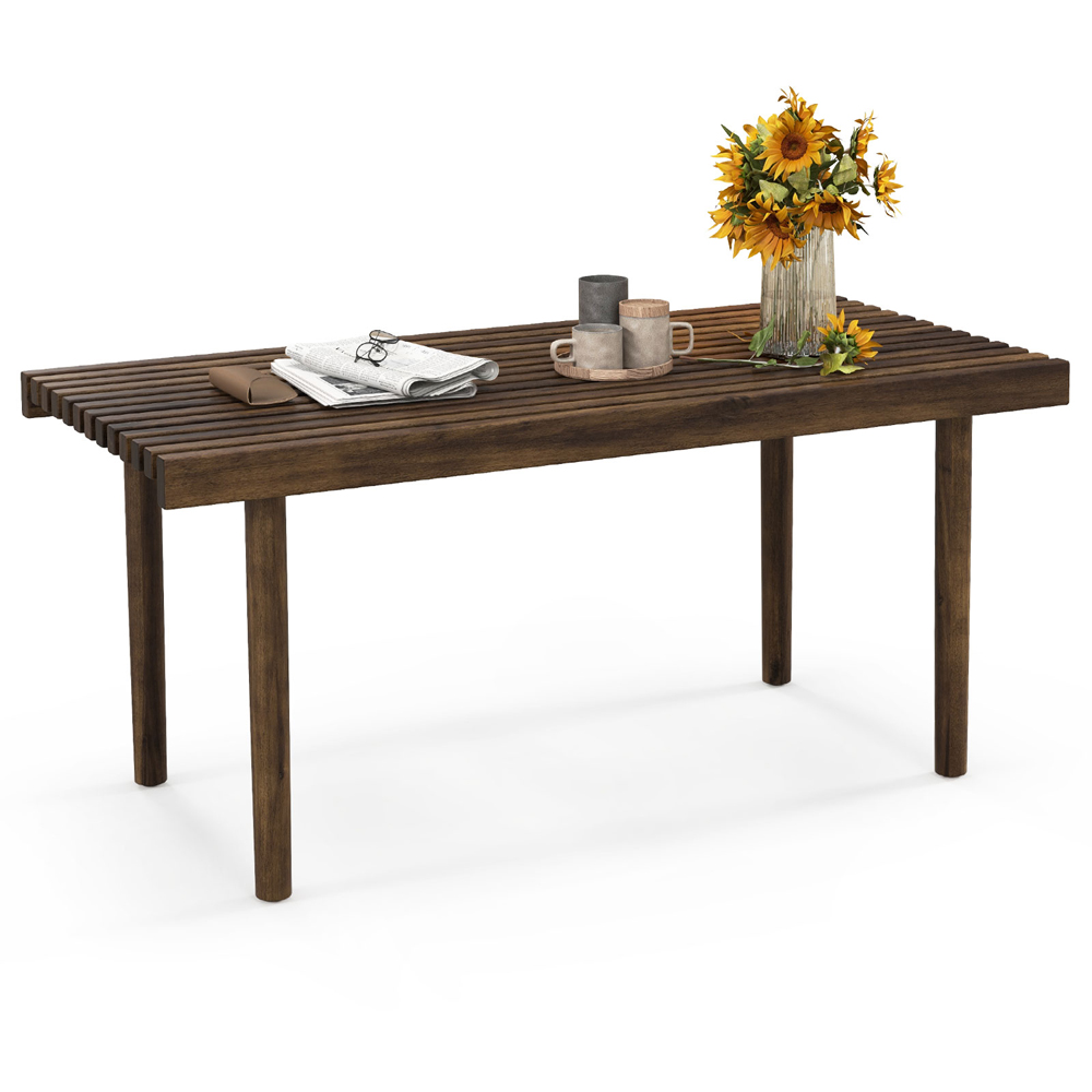 Costway Slatted Top Coffee Table Image 2