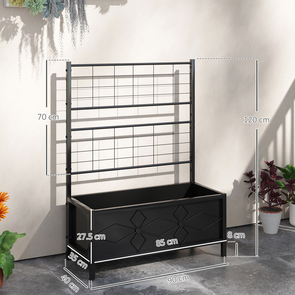 Outsunny Metal Raised Garden Bed Planter Box with Trellis 2.7 x 1.1ft Image 7