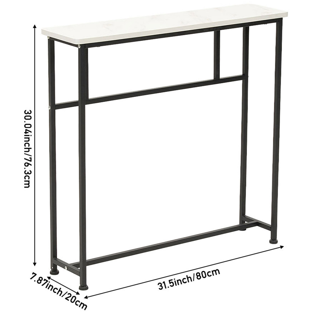 Living and Home White Marble Effect Narrow Console Table Image 9