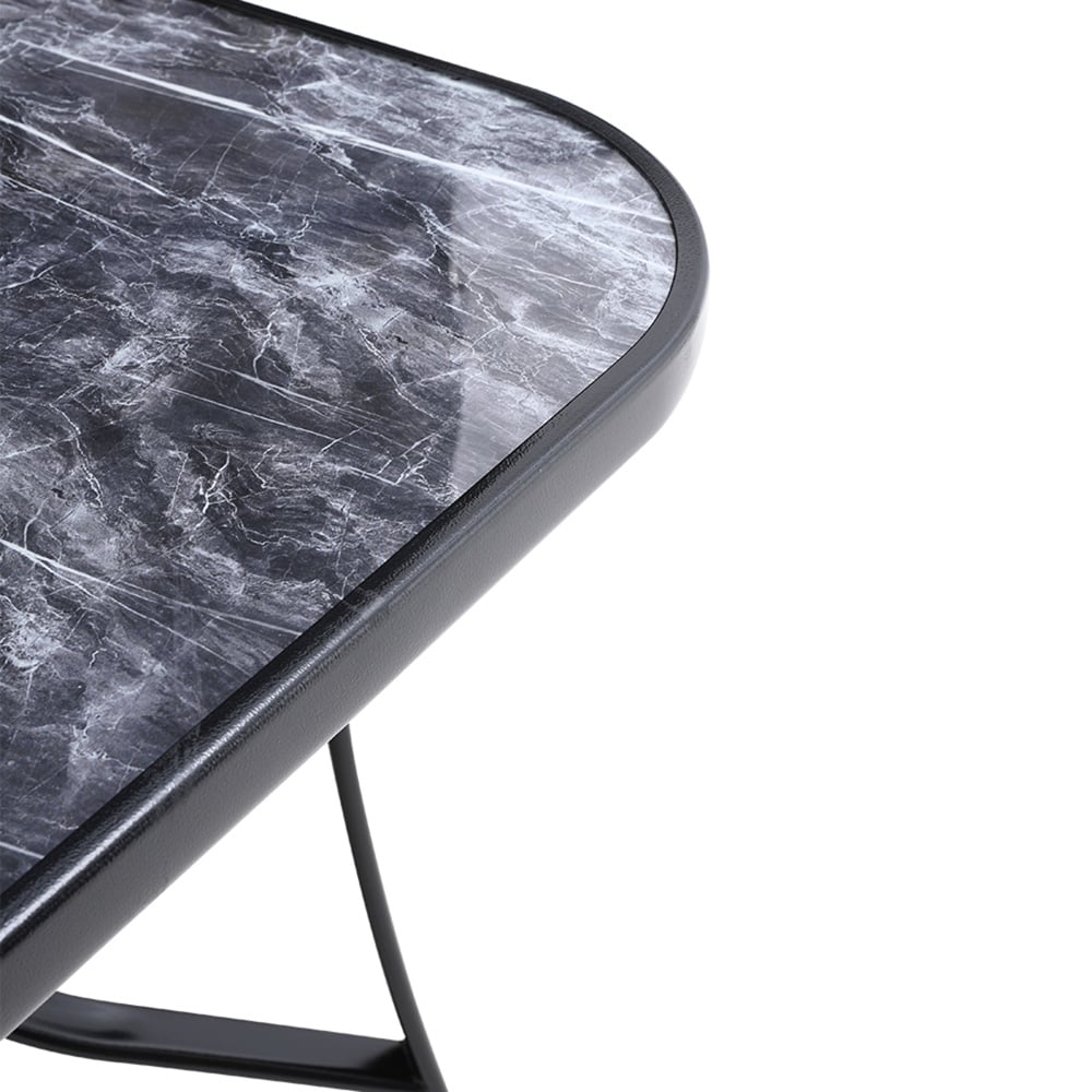 Living and Home Black Tempered Glass Rectangle Marble Coffee Table Image 5