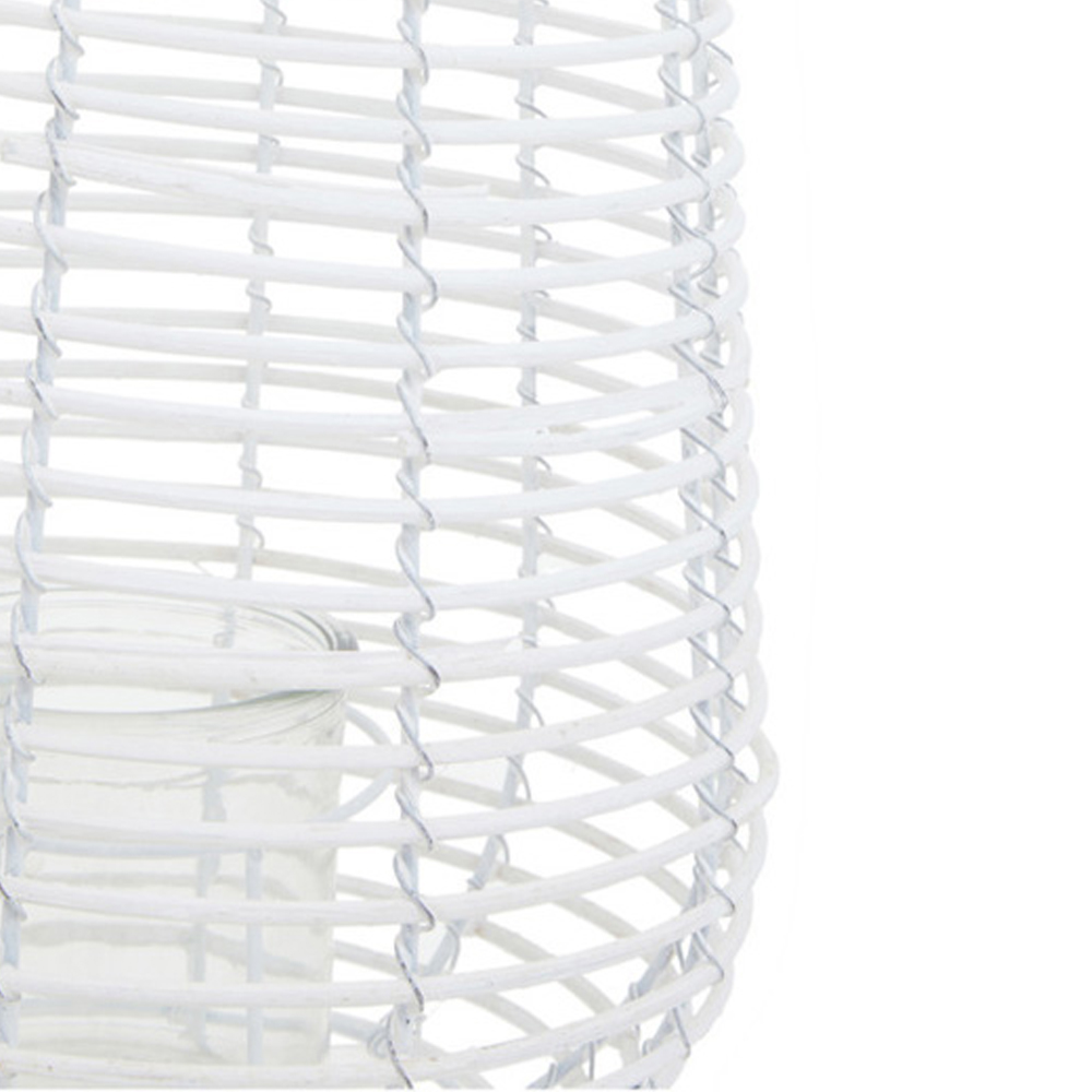 Premier Housewares Lentigo White Rattan Lantern Large  Image 5