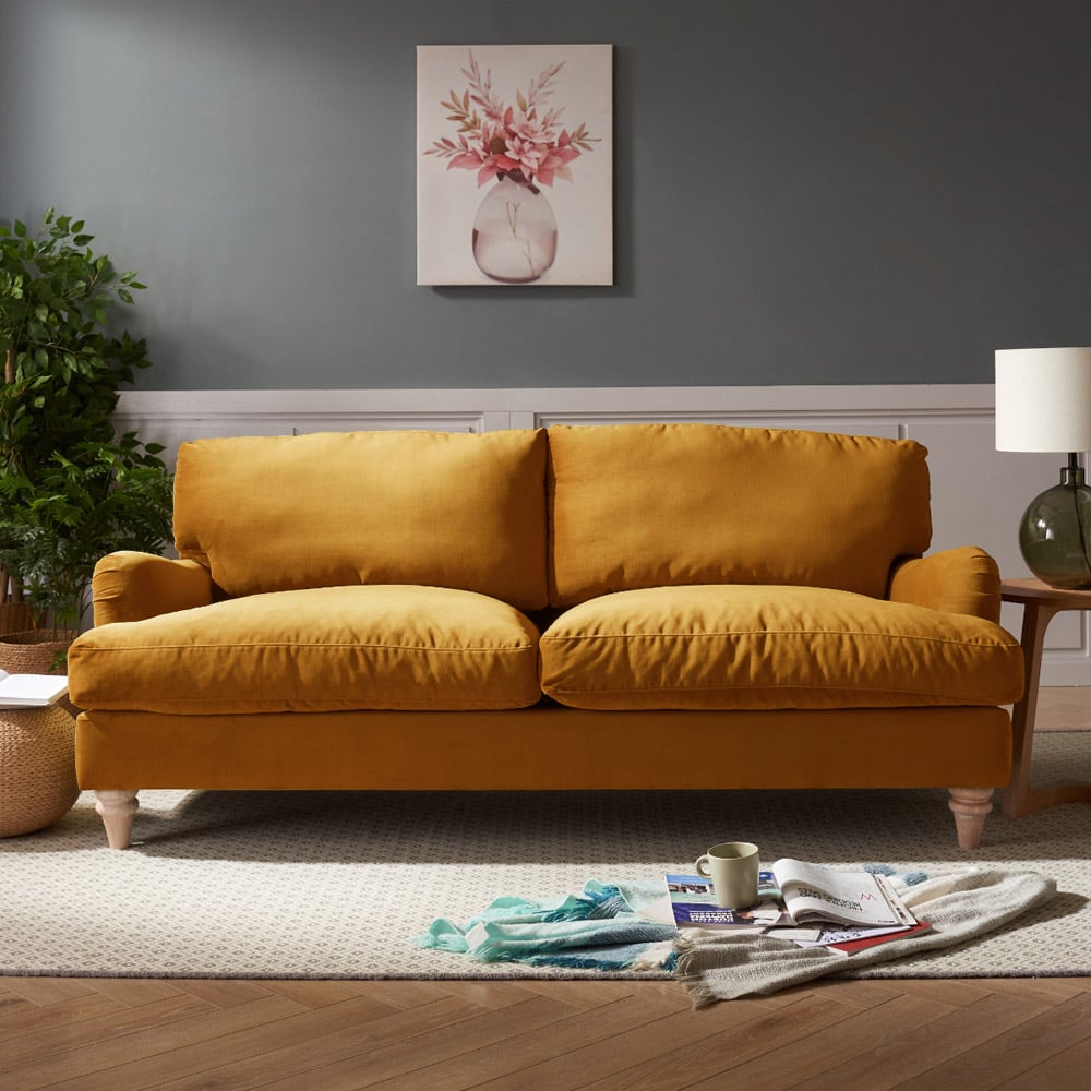 Home Detail Oxford 3 Seater Mustard Gold Velvet Sofa Image 9