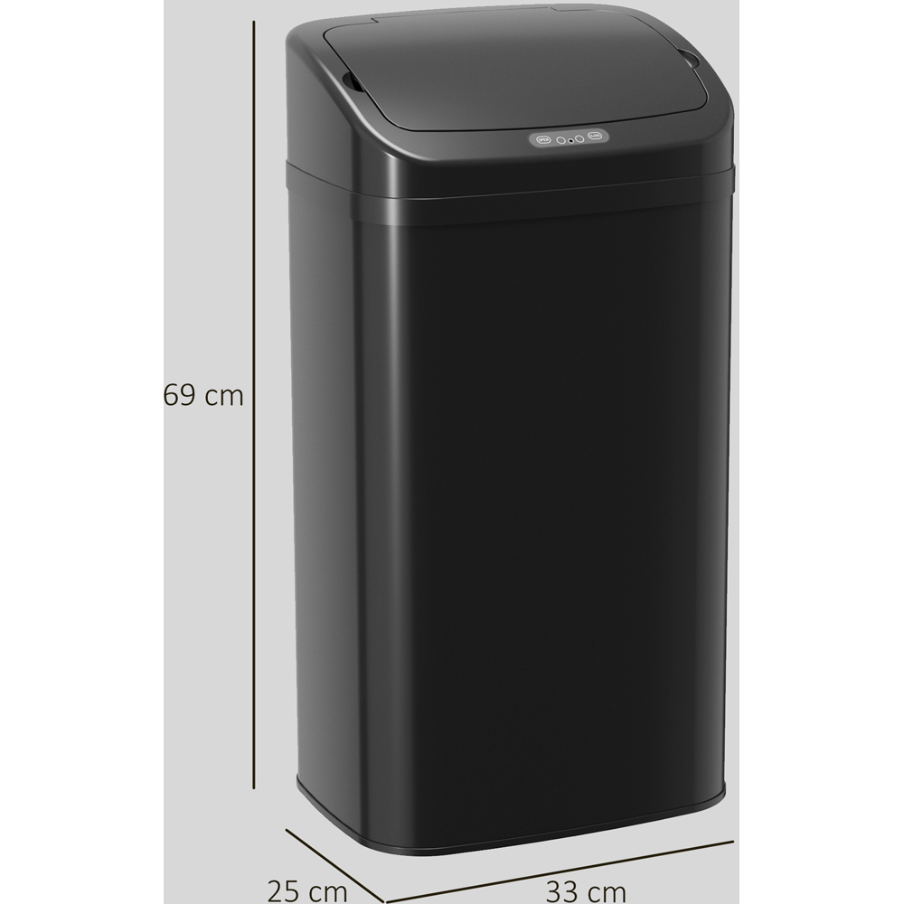 HOMCOM Black Galvanised Steel Kitchen Sensor Bin with Automatic Close 48L Image 9