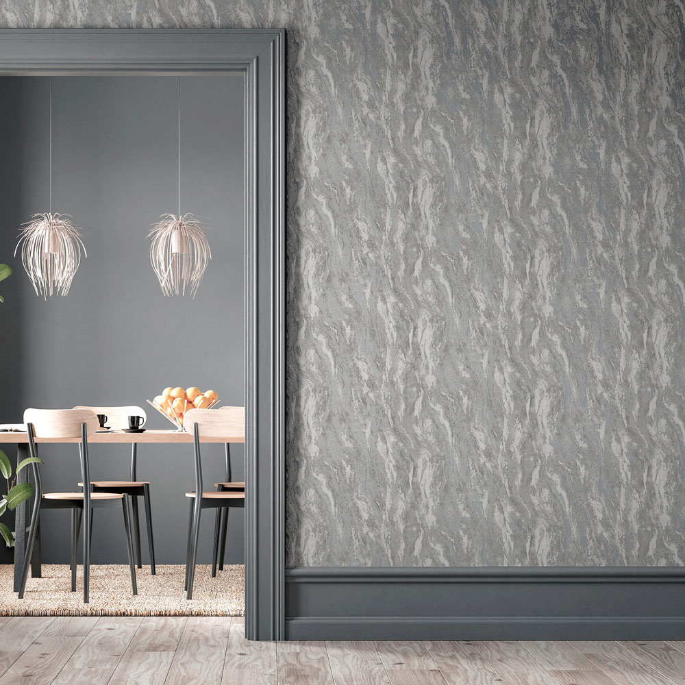 Arthouse Luxe Textured Pewter Wallpaper Image 3