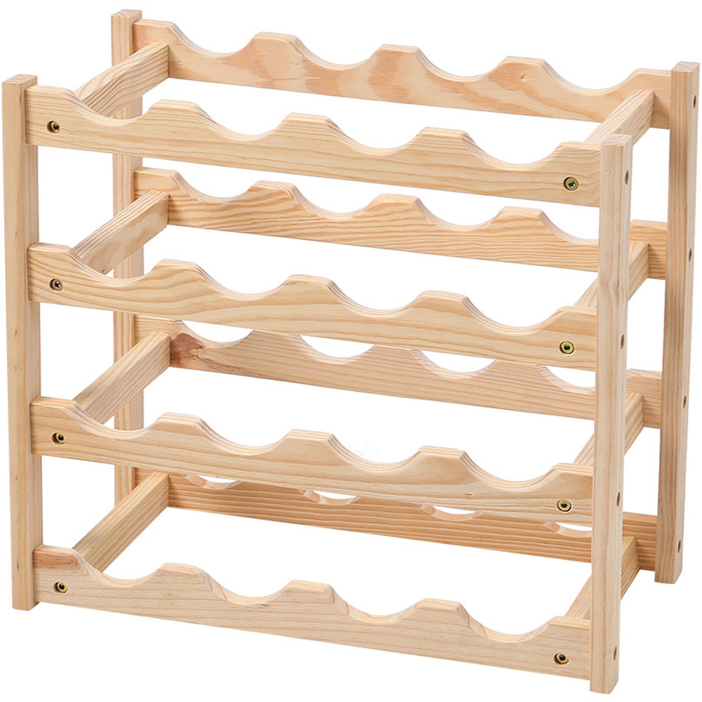 H&O Direct 16 Bottle Wooden Wine Rack Image 1