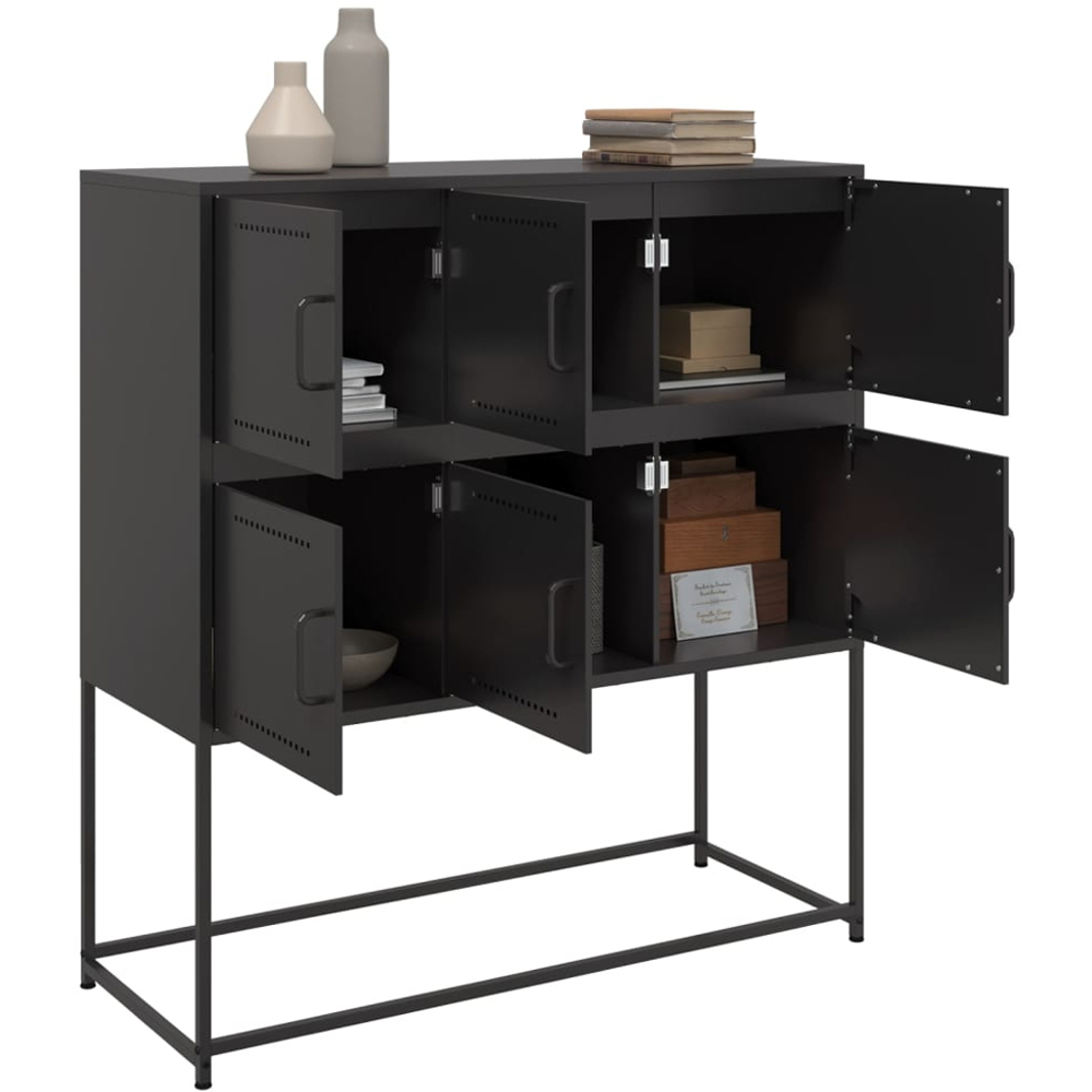 vidaXL 6 Door Black Metal Sideboard Image 5