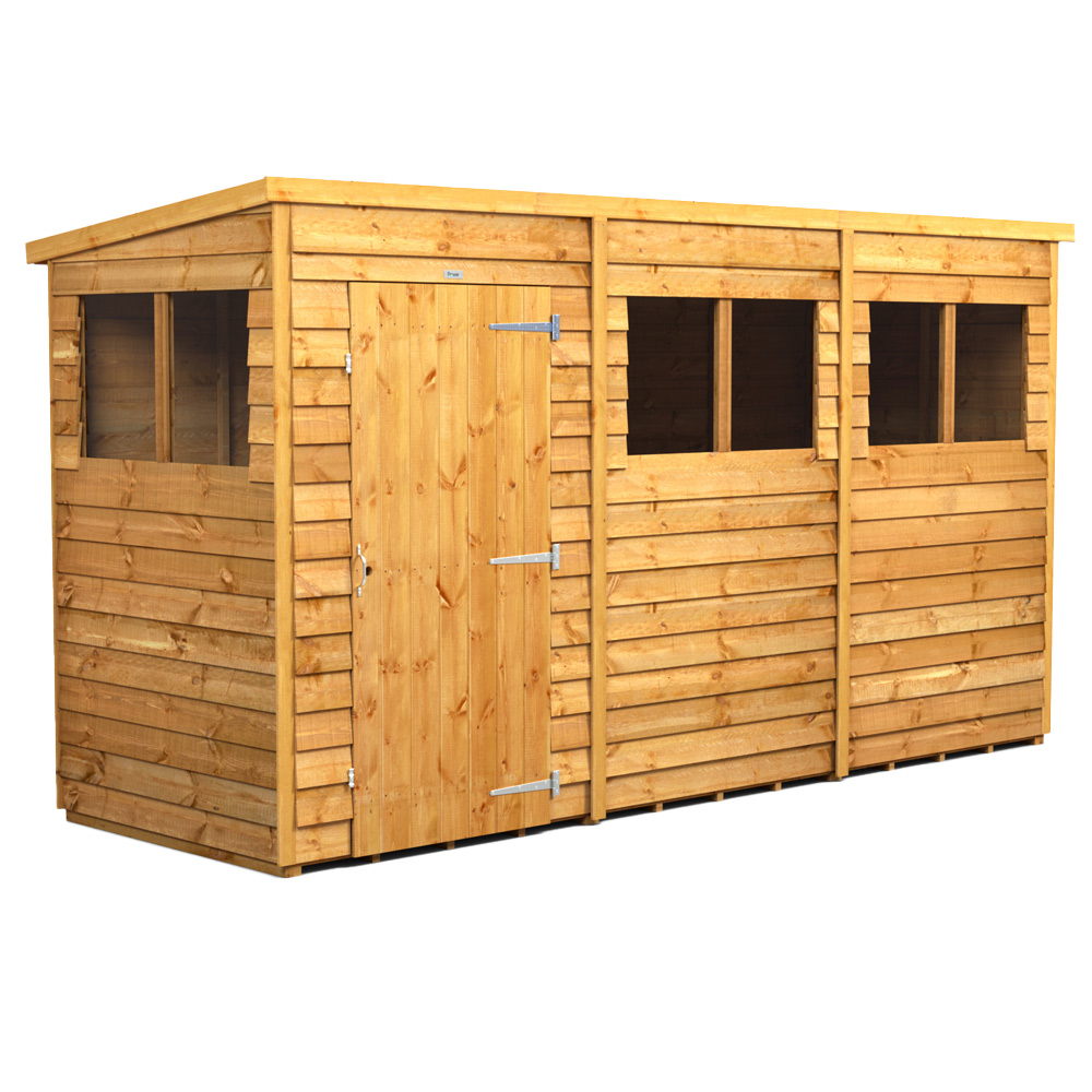 Power 12 x 4ft Overlap Pent Garden Shed Image 1