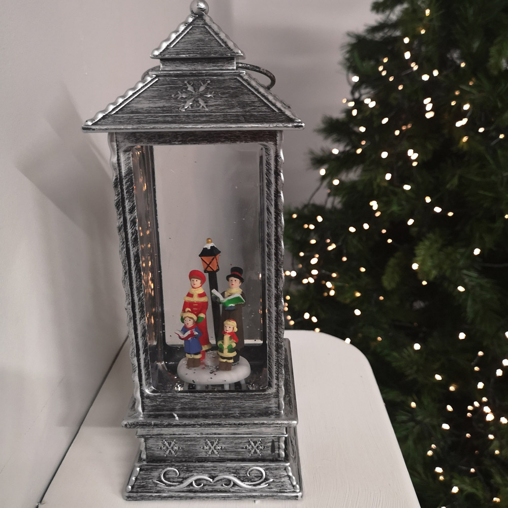 Samuel Alexander Warm White LED Choir Glitter Water Spinner Lantern 27cm Image 2