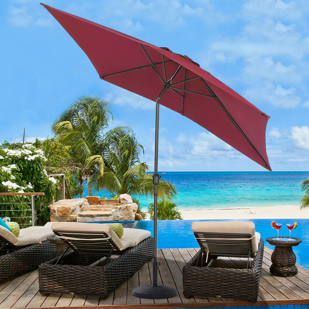 Living and Home Red Square Crank Tilt Parasol with Rattan Effect Base 3m Image 6