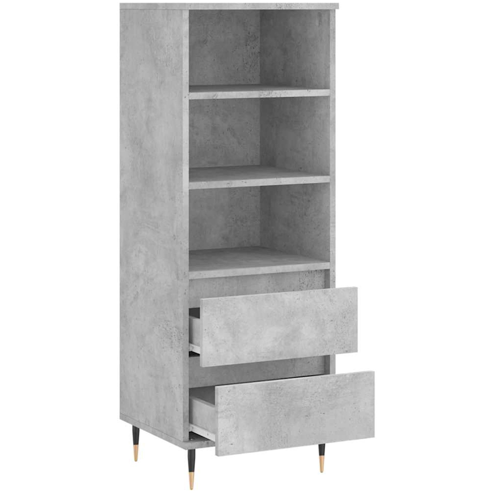 vidaXL 2 Drawer 3 Shelf Concrete Grey Wooden Highboard Image 6
