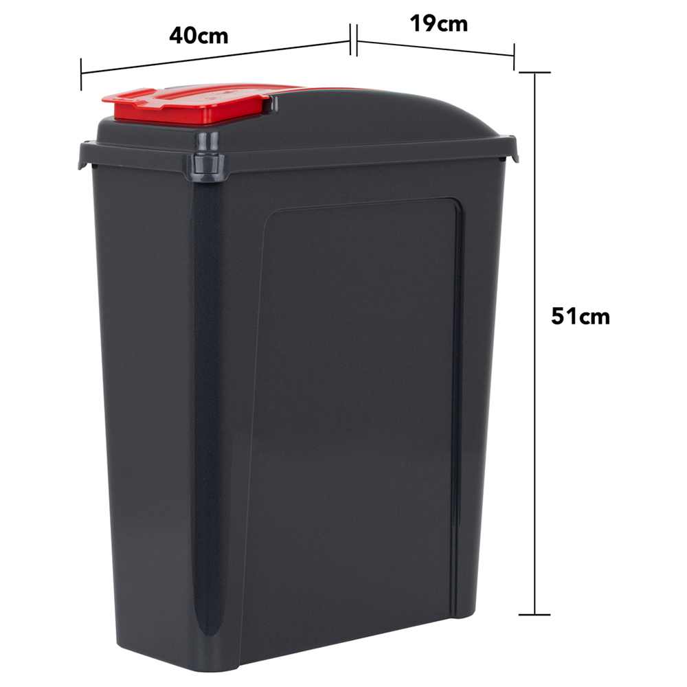 Wham 3 Piece 25L Plastic Recycle Bin Graphite/Asst Red/Blue/Yellow Lids Image 5