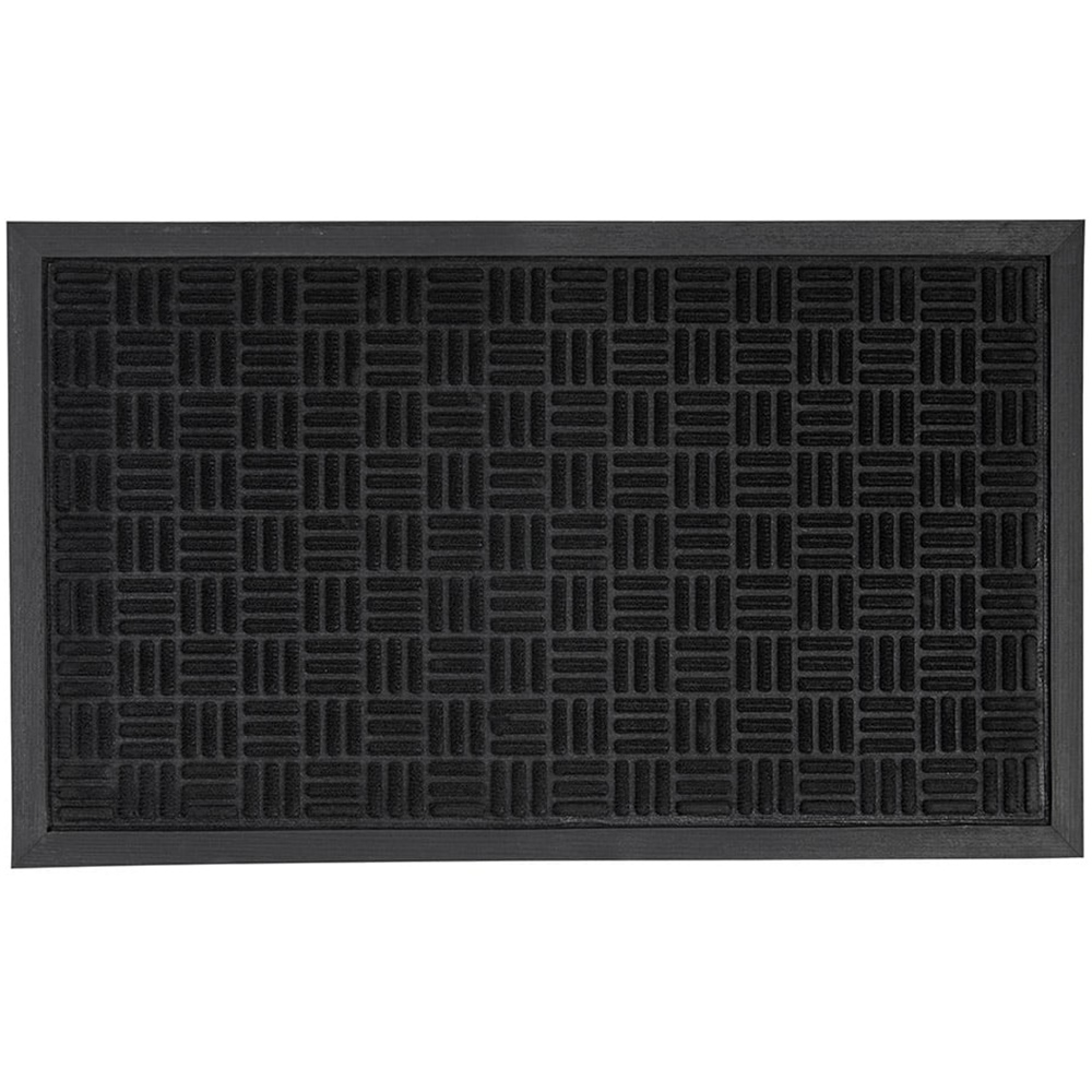 Wilko Rubber Border Mat Black 45 x 75cm Image 1