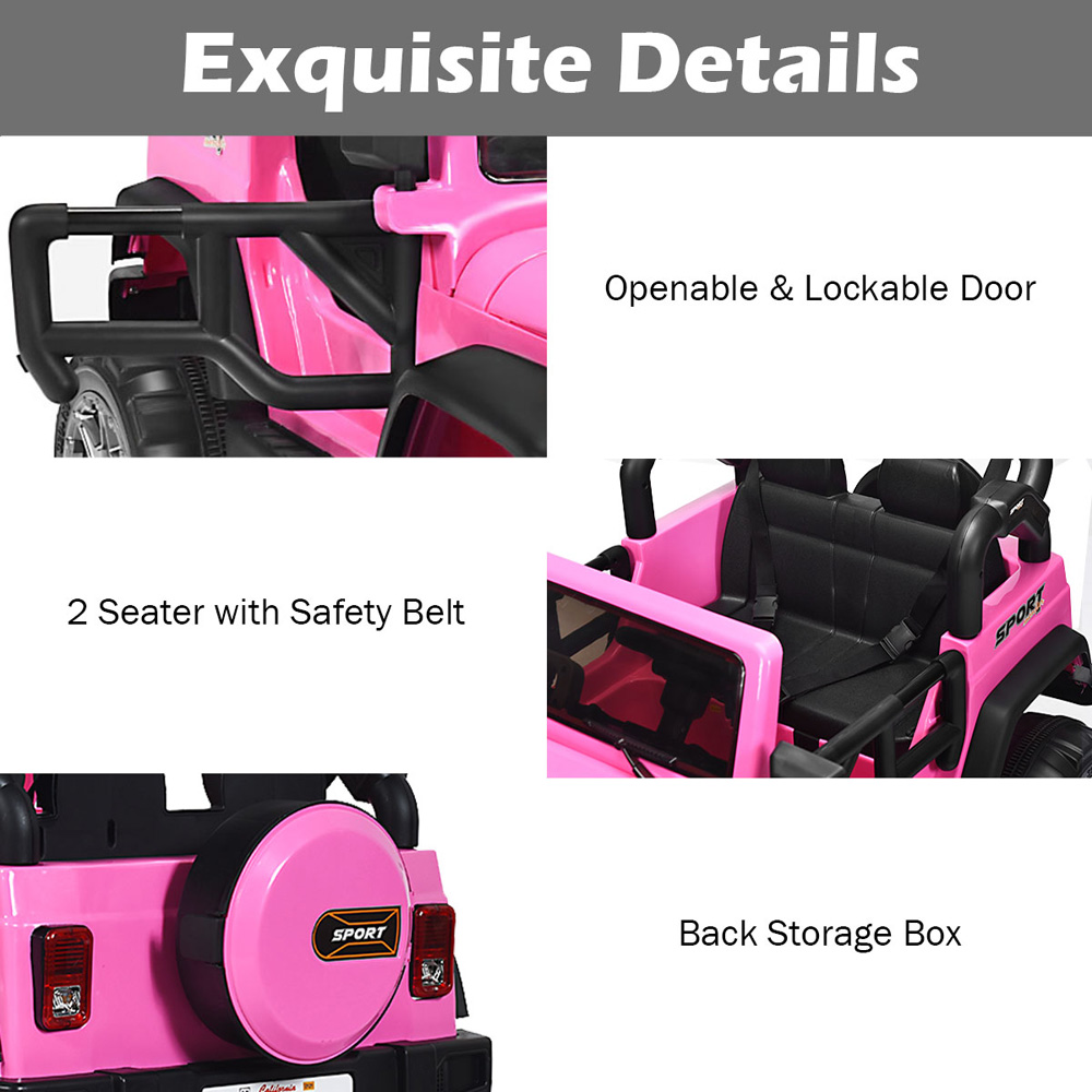 Costway Pink Electric Kids Ride On Truck with Remote Control 12V Image 9
