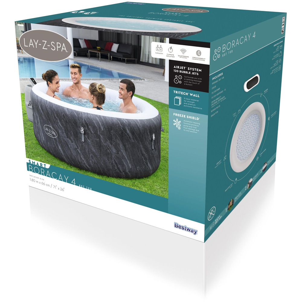 Lay-Z-Spa Boracay 4 Person AirJet Hot Tub 66 x 180cm Image 4
