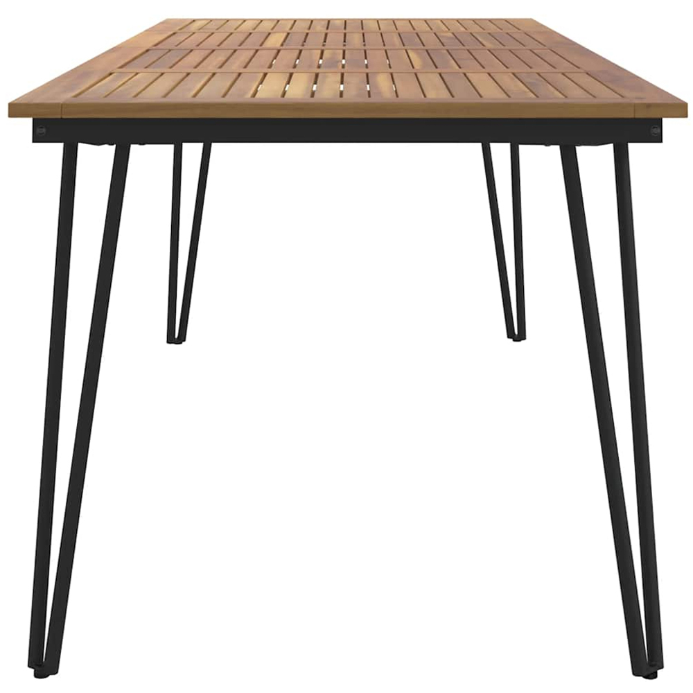 vidaXL Brown and Black Solid Wood Acacia Garden Table with Hairpin Legs 180cm Image 4