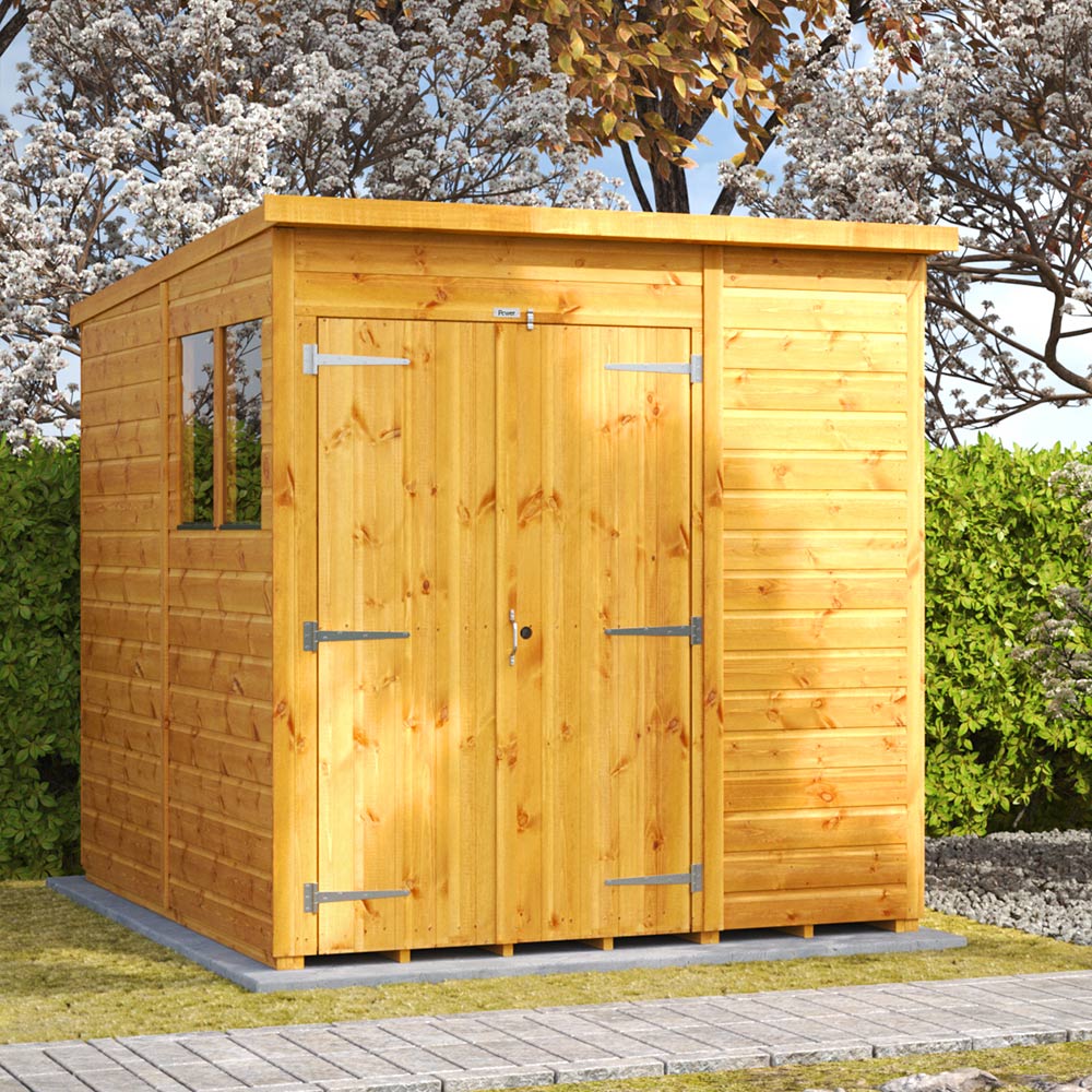Power Sheds 6 x 8ft Double Door Pent Wooden Shed with Window Image 2