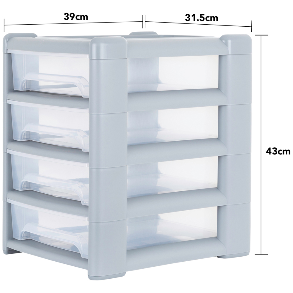 Wham Shallow 4 Drawer Steel and Clear Storage Unit Image 9