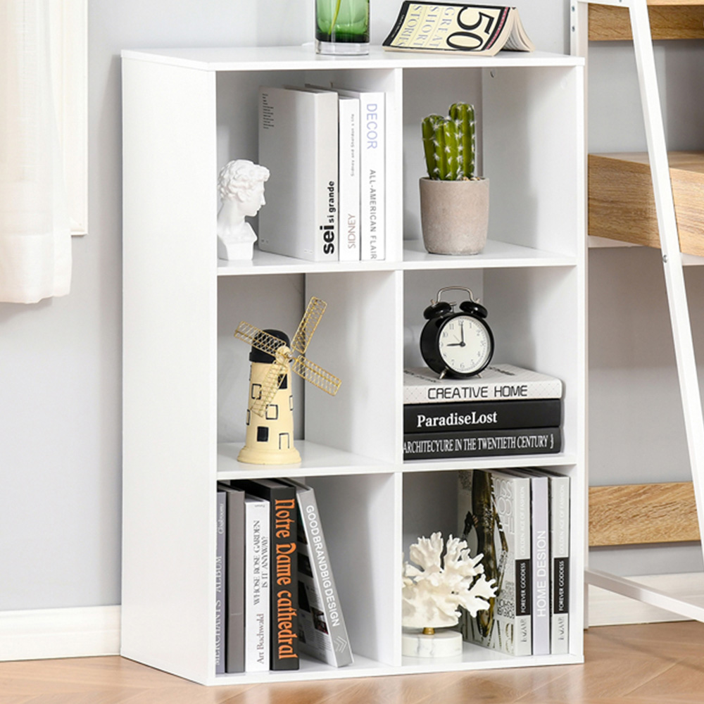 HOMCOM 6 Cube White Bookshelf Image 1