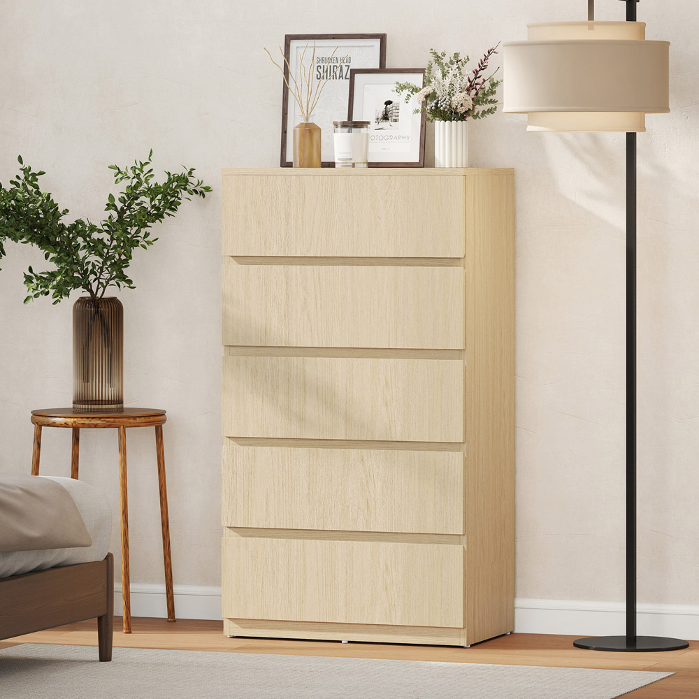Portland 5 Drawer Natural Chest of Drawers Image 5