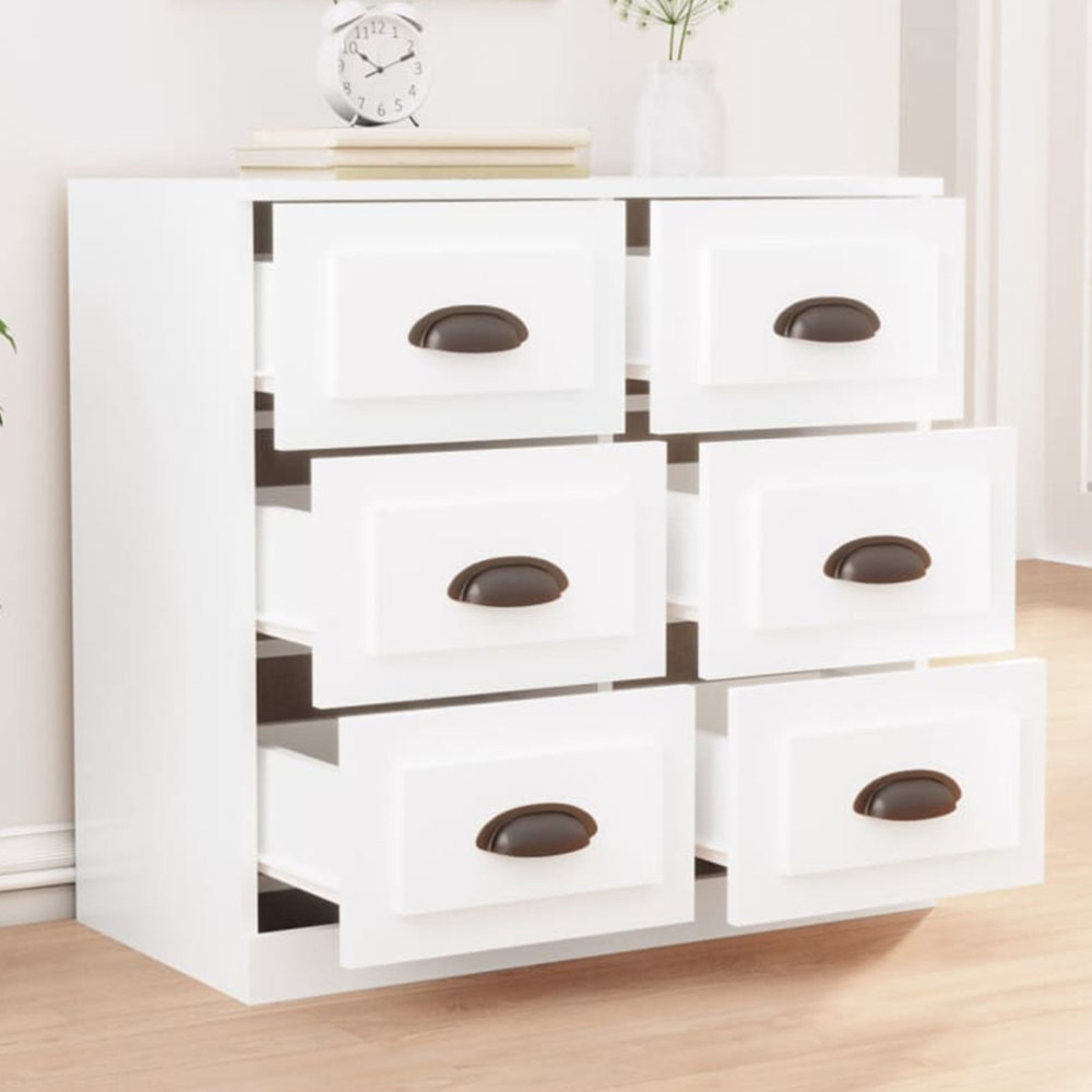 vidaXL 6 Drawer White Sideboard Image 1