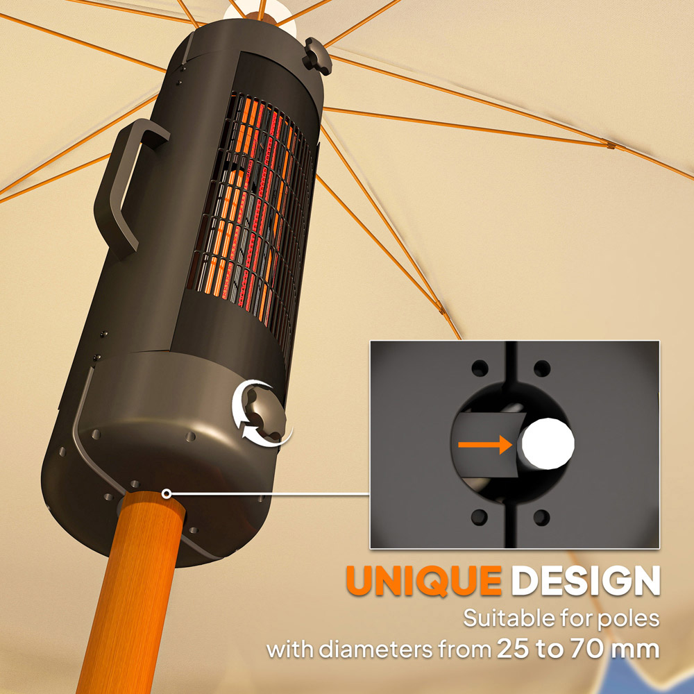 Outsunny Electric Parasol Mounted Patio Heater Image 8