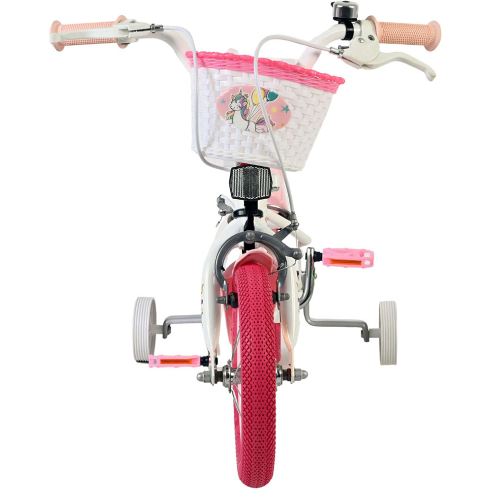 Volare Unicorn Kids 12 inch White and Pink Bike with Stabilisers Doll Seat and Basket Image 3