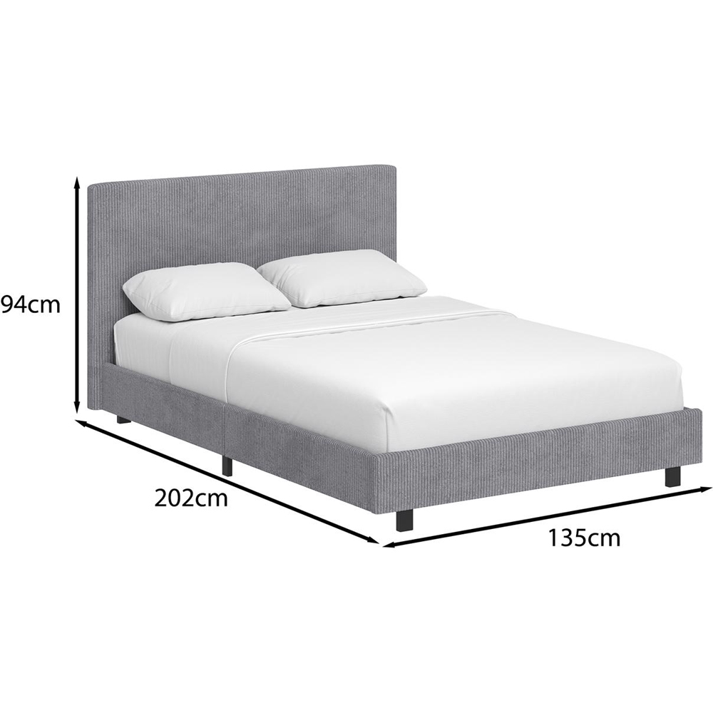 FWStyle Double Grey Upholstered Ribbed Linen Bed Frame Image 8