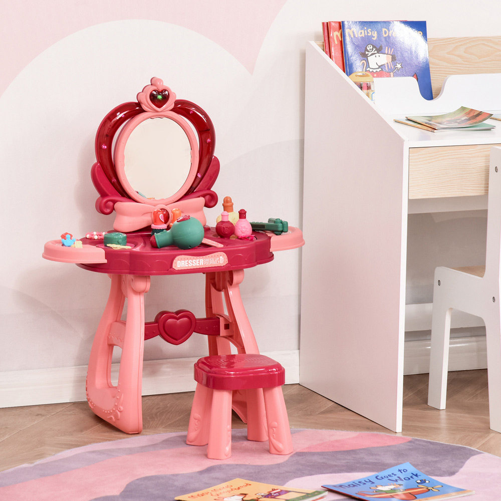 HOMCOM Kids Princess Design Dressing Table Play Set Image 2