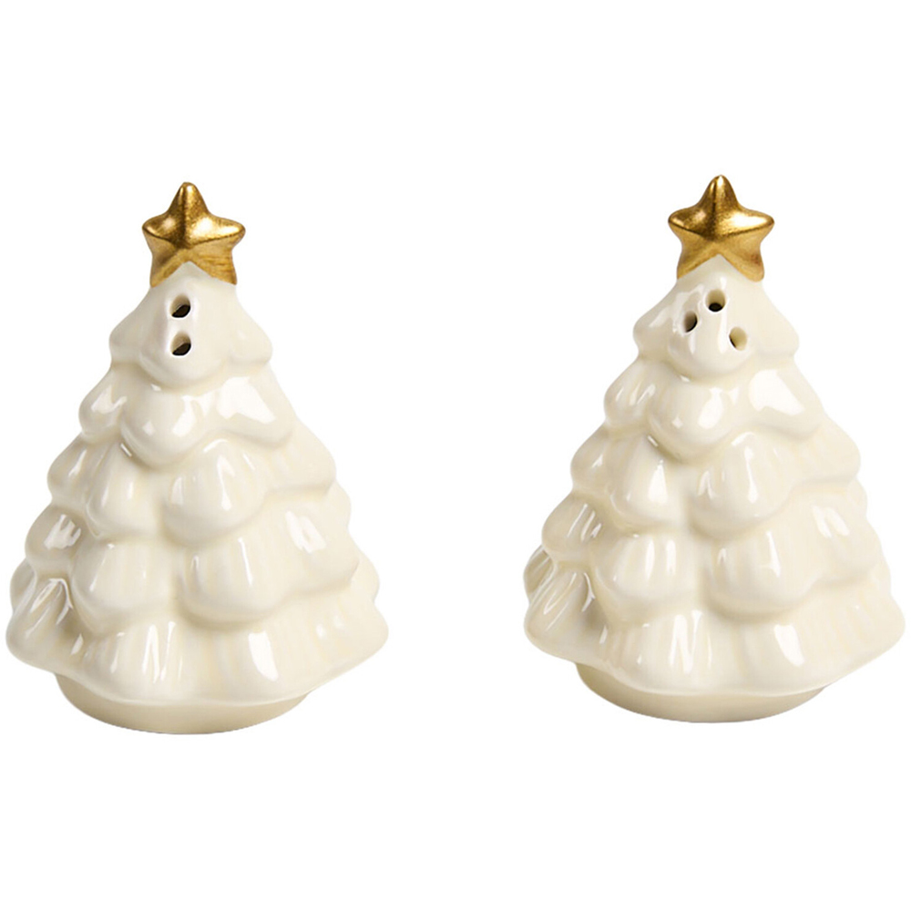 Christmas Tree Salt and Pepper Shaker Set White Image 1