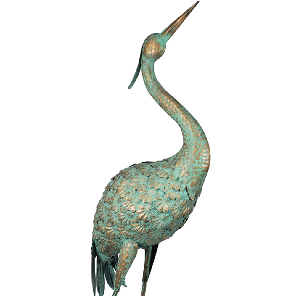 St Helens Gold Metal Heron Garden Ornament Image 3