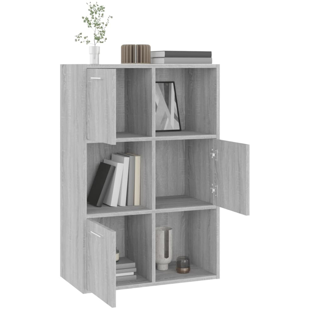 vidaXL 3 Door 3 Open Shelf Grey Sonoma Storage Cabinet Image 5