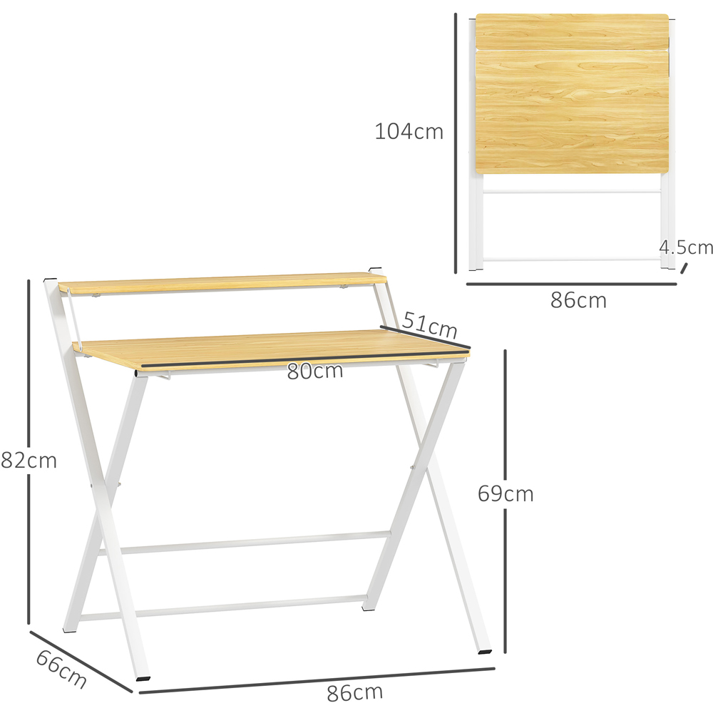 HOMCOM 2 Shelf Maple Wood Effect Foldable Desk Image 9