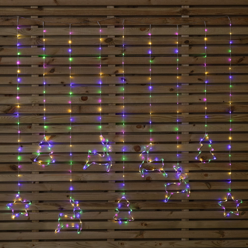 Samuel Alexander 327 Multicoloured LED Christmas Window Curtain Light 1.2 x 1.1m Image 1