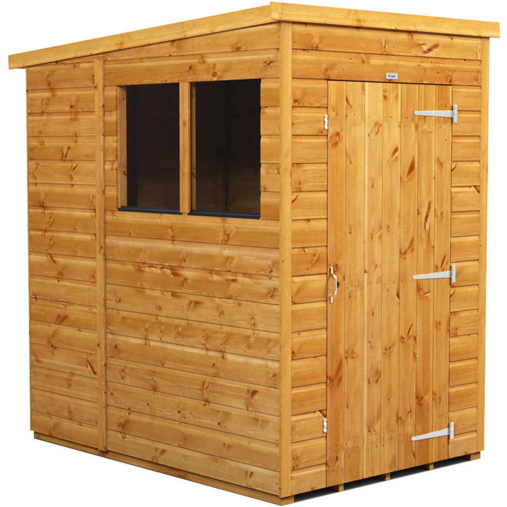 Power Sheds 4 x 6ft Pent Wooden Shed with Window Image 1