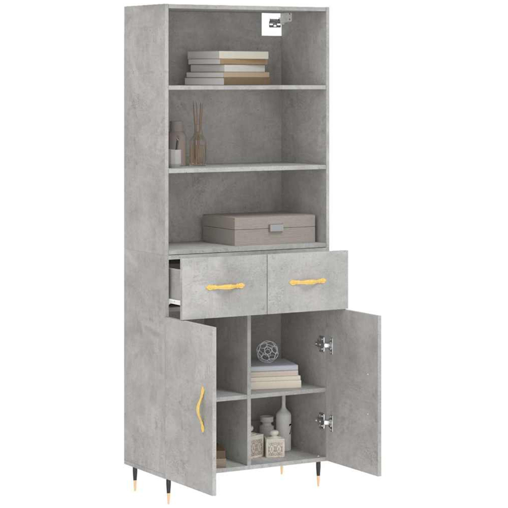 vidaXL 2 Door 2 Drawer 3 Shelf Concrete Grey Highboard Image 3