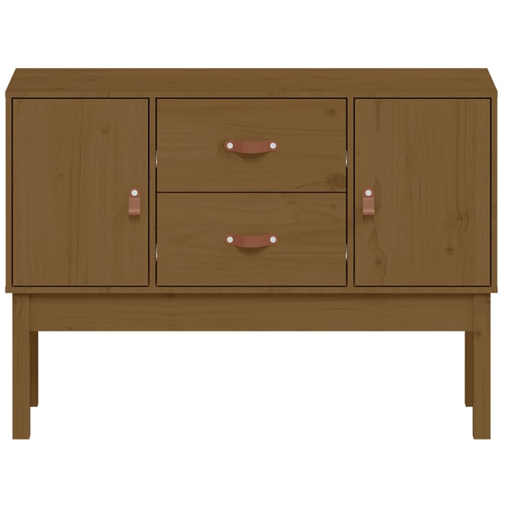 vidaXL 2 Door 2 Drawer Honey Brown Solid Wood Pine Sideboard Image 5