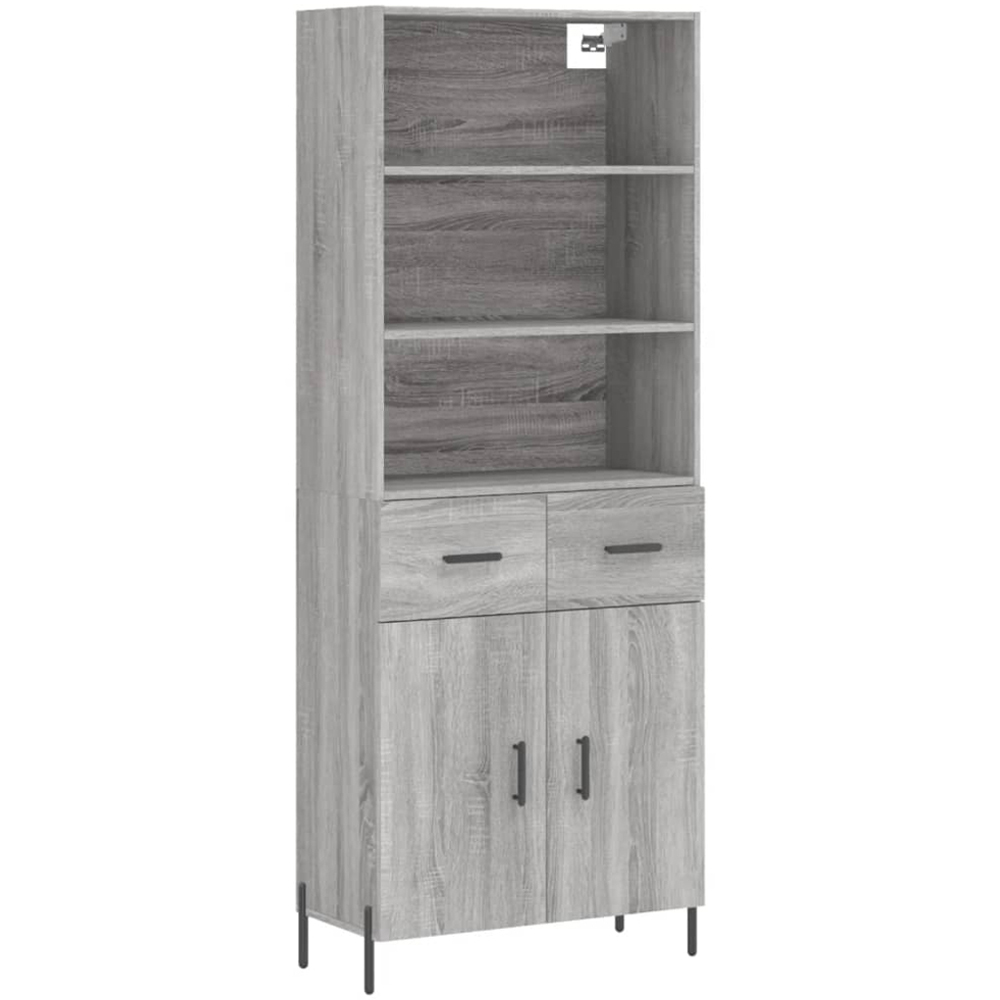 vidaXL 2 Door 2 Drawer 3 Shelf Grey Sonoma Highboard Image 2