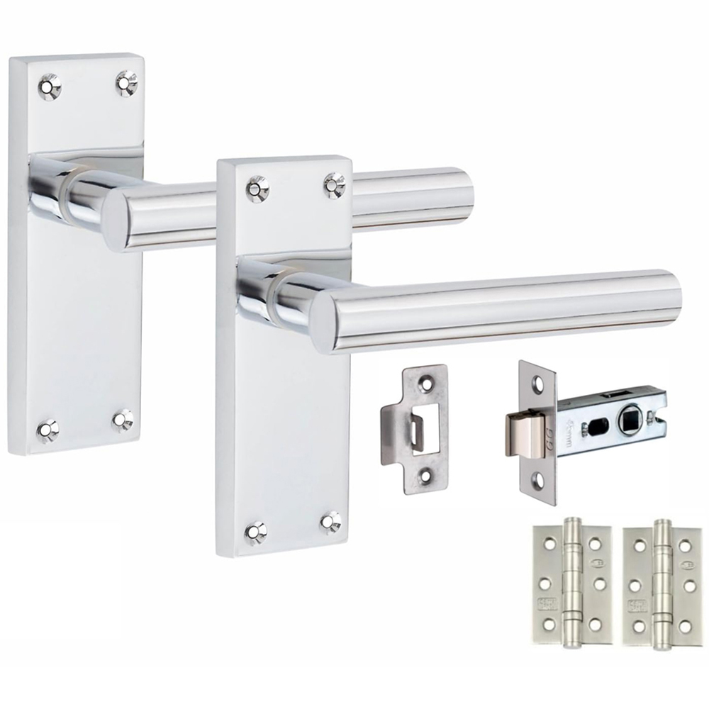 Golden Grace Victorian Straight T-Bar Polished Chrome Latch Handles Set Image 1