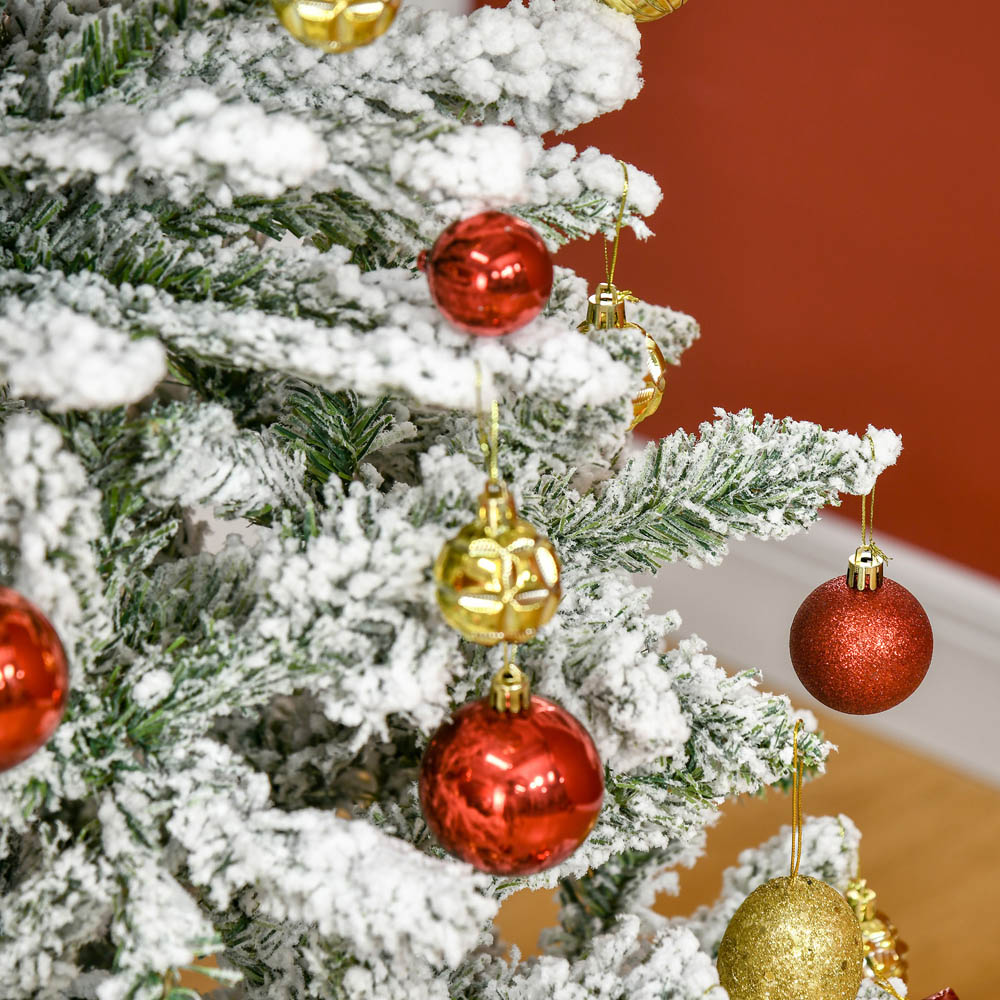 Everglow Green Snow Flocked Artificial Christmas Tree with Steel Base 5ft Image 3