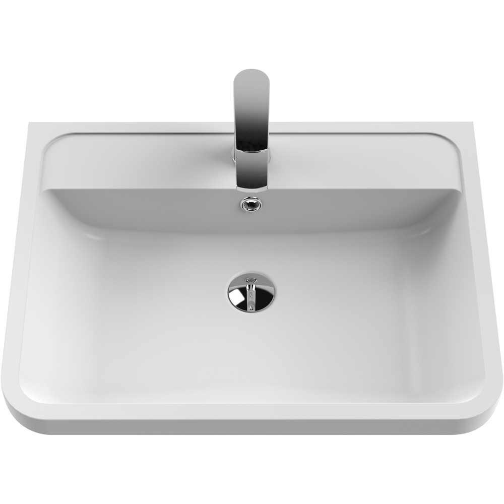 nuie Parade 2 Drawer Satin Green Wall Hung Vanity Unit and 1 Tap Hole Polymarble Basin 600mm Image 2