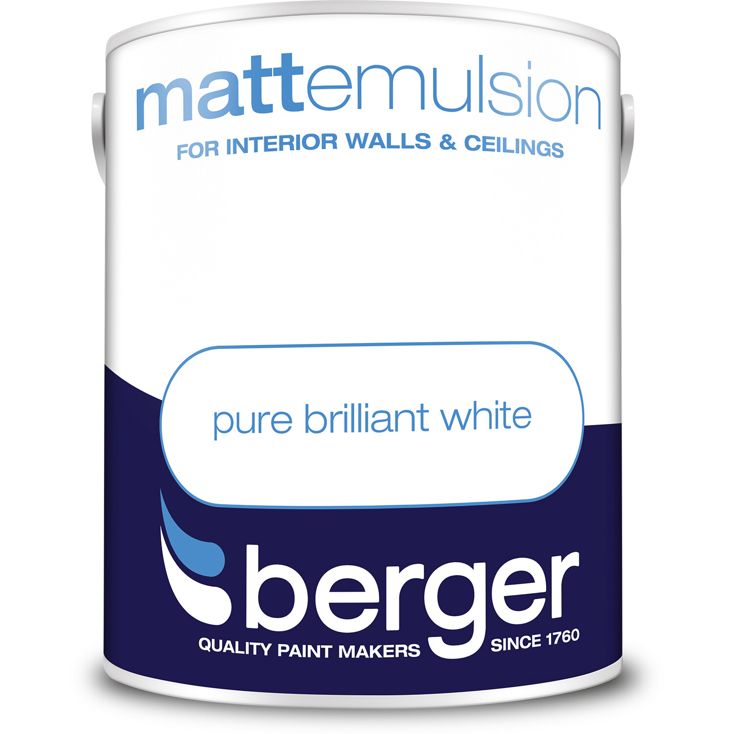 Berger Walls & Ceilings Pure Brilliant White Matt Emulsion Paint 3L Image 2