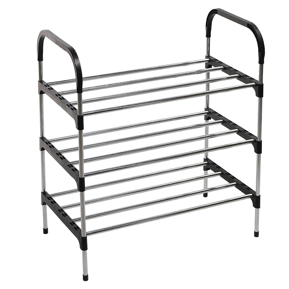 Living And Home WH0730 Black Metal Multi-Tier Shoe Rack Image 1