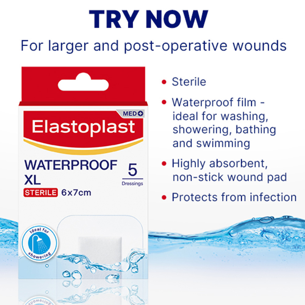 Elastoplast Sterile Waterproof XL Dressing 6 x 7cm 5 Pack Image 3