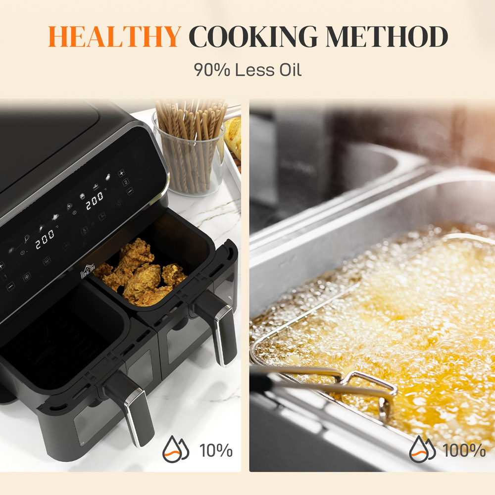 HOMCOM 800-191V70BK Black 8L Dual Zone Air Fryer 2700W Image 6