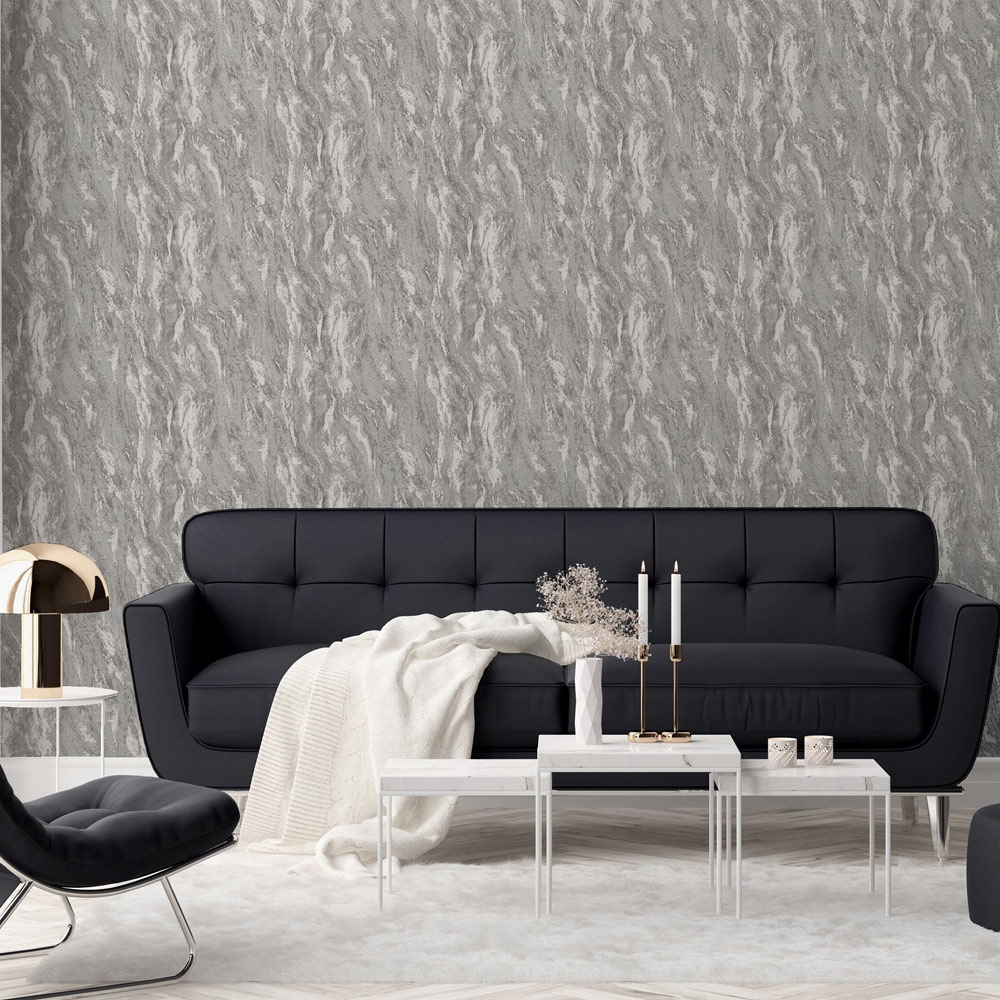 Arthouse Luxe Textured Pewter Wallpaper Image 5