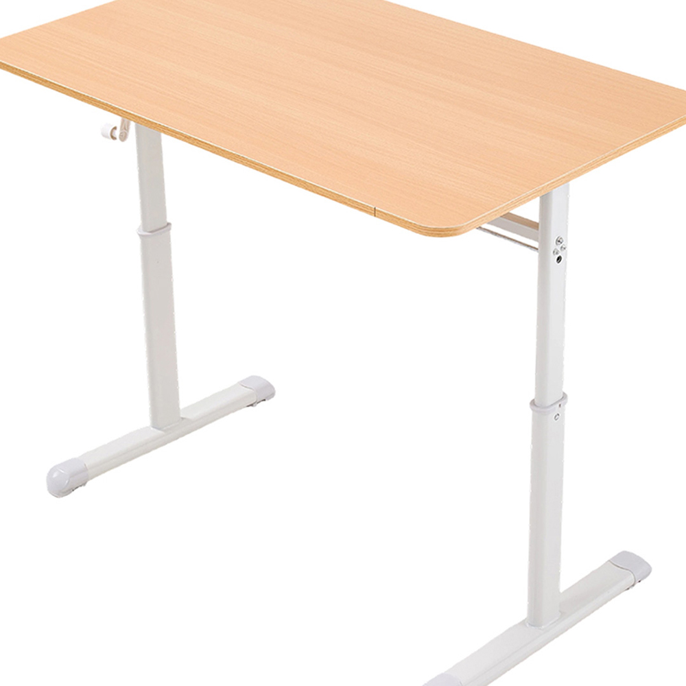 Living and Home Carbon Steel Frame Manual Height Adjustable Laptop Desk Natural and White Image 4