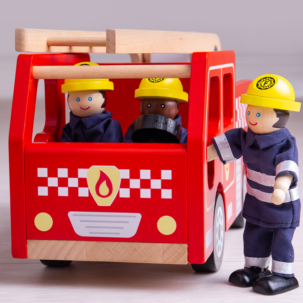 Bigjigs Toys Wooden City Fire Engine Toy Image 2