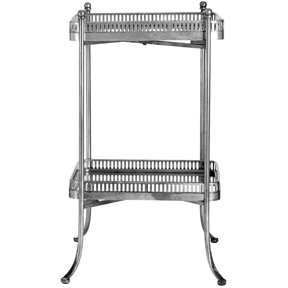 Premier Housewares Reza 2 Shelf Antique Silver Tray Table Image 2
