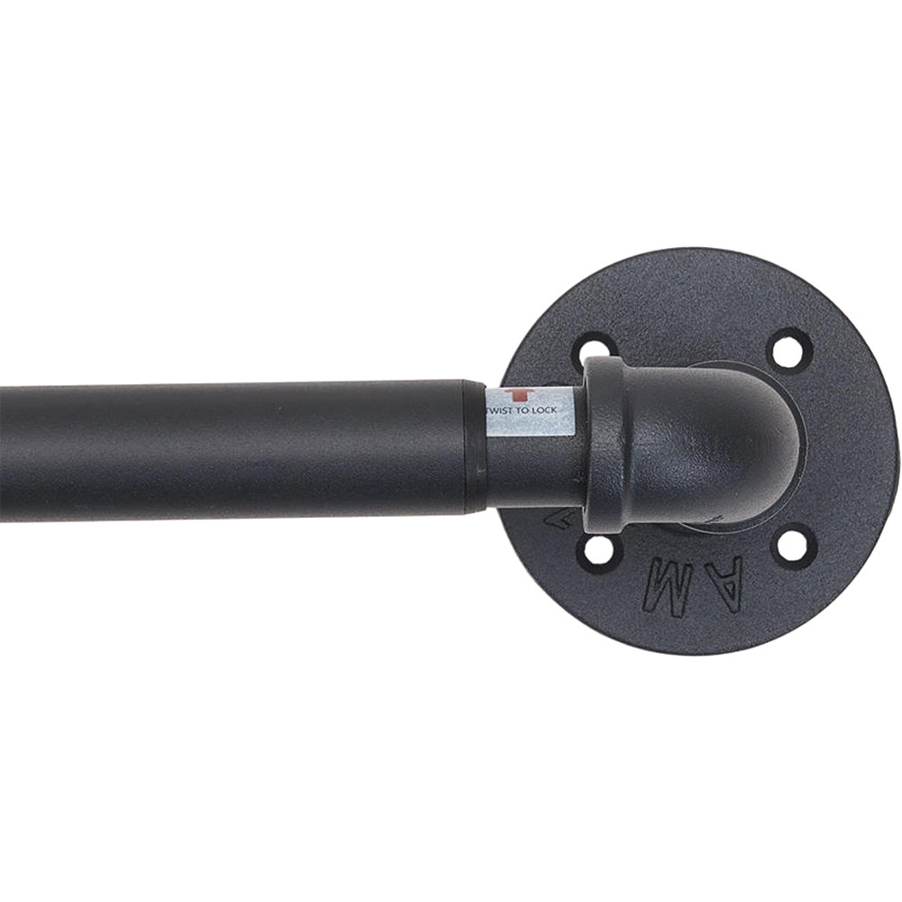Living and Home 183-366cm Matte Black Telescopic Curtain Pole with Elbow Brackets Image 5